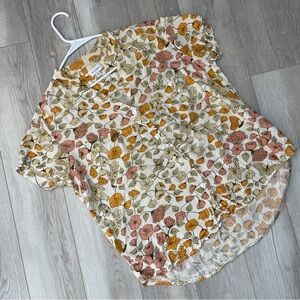 Piyama Pajama Shirt poppy floral print button up womens Cream (small) loungewear